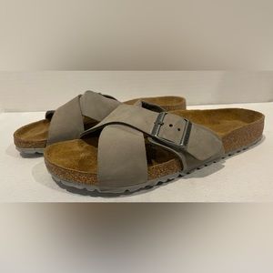 BIRKENSTOCK Siena Soft Footbed Slide Sandal Dove Gray Nubuck Womens 10-10.5 (41)